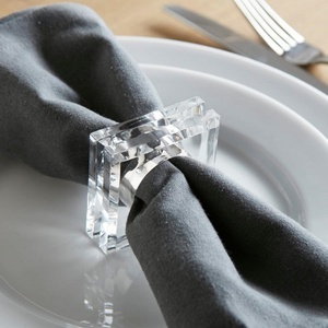 Manufacturer Custom Modern Square Clear Acrylic Luxury for Polished Napkin Ring for Home Decor - Product Image 2
