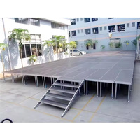 Plateforme de scène modulaire portable en aluminium, hauteur réglable, design carré et rond, pour mariages, concerts, défilés de mode et événements