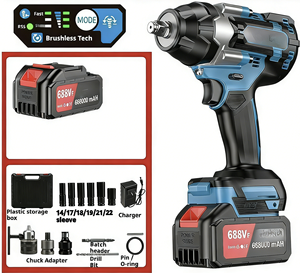 Clé à chocs <span class=keywords><strong>électrique</strong></span> <span class=keywords><strong>sans</strong></span> <span class=keywords><strong>fil</strong></span> de qualité industrielle OEM, <span class=keywords><strong>avec</strong></span> moteur <span class=keywords><strong>sans</strong></span> balais, couple maximal de 600 N.m, <span class=keywords><strong>batterie</strong></span> lithium-ion 18 V, ensemble d'outils - Product Image 1