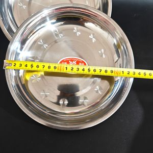 Assiette ronde en acier inoxydable de 24 mm d'épaisseur, assiette creuse pour usage domestique, vaisselle de cantine, assiette repas - Product Image 2