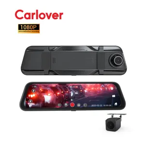 Carlover 10英寸触摸屏流媒体汽车DVR仪表盘凸轮双镜头后视镜录像机