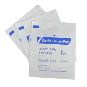 Anthrive 5X5ซม.8ply ผ่าตัดทางการแพทย์ Sterile 100% ผ้าฝ้ายทิ้ง Hemostatic แผลฟองน้ำ Swabs การบีบอัดผ้าพันแผล