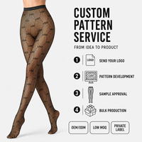 Collants résille personnalisés avec logo pour femmes, taille haute, motif tricoté, maille, OEM ODM, marque privée, vente en gros