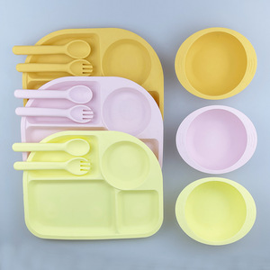 Ensemble d'alimentation pour bébés et enfants en silicone de qualité alimentaire, assiette, bol à ventouse, vaisselle pour micro-ondes, ensemble de sevrage pour bébé - Product Image 2