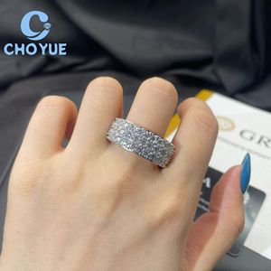Factory <b>925</b> Sterling <b>Silver</b> Custom 3 Rows VVS Moissanite <b>Ring</b> Ice Out Eternity Band Hip Hop for Men Pass Diamond Tester GRA - Product Image 2