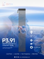 Film LED holographique 3D transparent super fin et flexible, écran LED publicitaire adhésif pour vitrine en verre