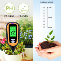 Testeur numérique 4-en-1 d'humidité du sol pH température lumière du soleil pour jardin ferme pelouse plante avec écran LCD
