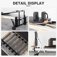 Luxuriöses Studio V2 Max Pilates Reformer-Bett mit Elegantem Holzbrett, Lederpolsterung und Professionellem Federsystem für Studioeinsatz