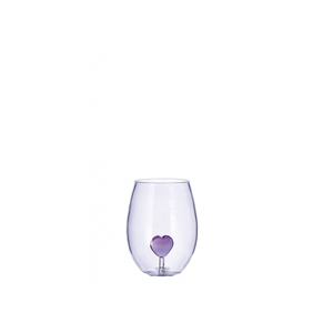 Copa de Vidrio con Forma de Corazón Morado en 3D, Copa de Vino sin Tallo - Product Image 1