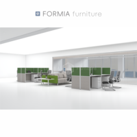 Ensemble de mobilier de bureau moderne modulaire : Poste de travail avec cloison pour 2 personnes