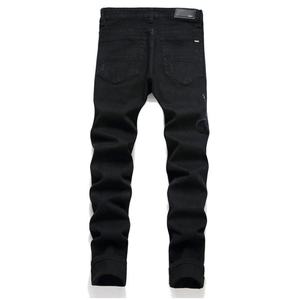 Pantalones Vaqueros Rotos Estilo Punk Gótico para Hombre 2025 - Bordado de Serpiente Negra, Ajustados, Estilo Urbano, Hip-Hop, Denim - Product Image 2