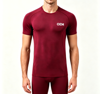 T-shirt de sport pour homme, coupe ajustée, col rond, séchage rapide, anti-boulochage, Oeko-Tex, en spandex poly 220 GSM, avec logo personnalisé, pour la gym et l'entraînement.