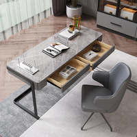 Bureau de direction et de travail moderne en MDF brillant, style italien, luxe léger et minimaliste, avec rangement