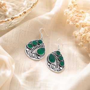 Orecchini a Goccia Vintage Bohémien con Pietra Verde, Gioielli di Moda per Donne - Product Image 6