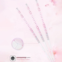 Raquette de badminton ALP New Cherry Carbon Fiber rose et violette modèle Goddess pour fille, cordage T800, poignées installées.