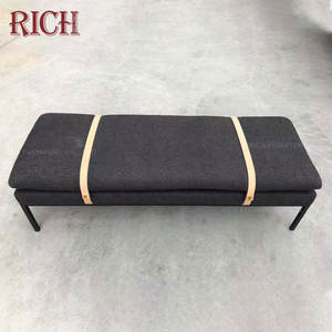 गहरे नीले रंग का गुच्छेदार असबाबवाला तुर्क मल चौकोर आकार आधुनिक कमरे में रहने वाले सोफे <span class=keywords><strong>Footrest</strong></span> - Product Image 6