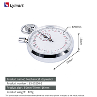 Mini chronomètre analogique mécanique gris avec fonction pause, construction en métal et verre