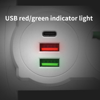 Stop Kontak Universal dengan Rel Pemasangan Tetap, Kabel Ekstensi Pengisian Cepat USB C, Sakelar Utama, dan Stop Kontak Gantung Dinding