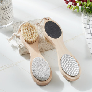 Brosse multifonctionnelle pour enlever les peaux mortes Brosse de massage pour enlever les callosités Lime pour les pieds en bois de lotus, pierre ponce de bambou et <span class=keywords><strong>calcaire</strong></span> - Product Image 4