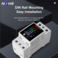 Meteran Listrik Digital Satu Fasa Din Rail AC Tegangan Arus Daya Energi KWh Meter dengan Layar LED