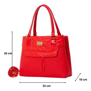 Sac à main en cuir rouge pour femme Fana Amelia M3737 avec fermeture à rabat matelassé pour usage quotidien - Product Image 4