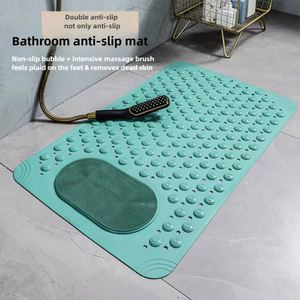 Tapis de bain rectangulaire en PVC avec picots de massage, antidérapant, absorbant, léger, motif à pois, tapis de sécurité pour la douche et la salle de bain - Product Image 4
