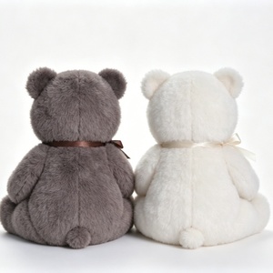Ours en peluche gris et blanc personnalisé, ours en peluche avec nœud en ruban, ensemble de deux ours en peluche, ours en peluche avec empreinte de patte - Product Image 5