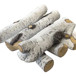 Bois de chauffage en fibre céramique aspect naturel bouleau blanc pour insert de cheminée à gaz, foyer linéaire au propane, accessoire décoratif - Product Image 1
