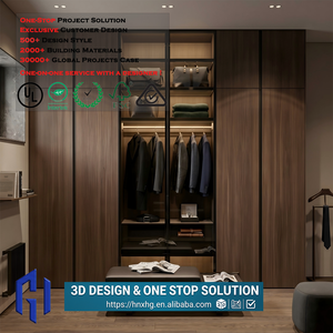 HG Hot Sale Italian Luxury Glass Door Bedroom <strong>Wardrobe</strong> with LED Lighting Modern <strong>Dark</strong> <strong>Wood</strong> Armoire Closet Storage System - Product Image 1