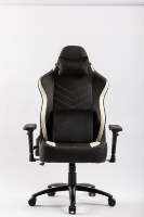 Chaise de jeu ergonomique en cuir noir et blanc, dossier haut, chaise de bureau exécutive industrielle, accoudoirs réglables, chaise inclinable