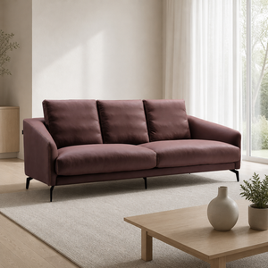 Sofá de 3 Plazas de Perfil Bajo con Cojín de Respaldo Independiente, Patas Metálicas Delgadas de Gamuza, Estilo Minimalista Italiano para Sala de Estar, Hotel, Dormitorio - Product Image 2