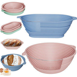 Paniers de levage pliables en silicone ovales de 10 po et ronds de 9 po pour la cuisson du <span class=keywords><strong>pain</strong></span> <span class=keywords><strong>au</strong></span> <span class=keywords><strong>levain</strong></span> avec cadre renforcé en métal - Product Image 1