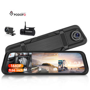 Podofo 9.66 "IPS 3 렌즈 대시 캠 DVR WIFI HD 1440P 방수 운전 레코더 야간 투시경 내장 카메라/전면 + 후면 카메라 - Product Image 1