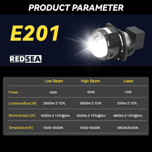 E201 REDSEA 120W RHD/LHD 12V 10000LM 6000K ip68 voiture double lentille bi-led projecteur lentille 3.0 pouces bi led projecteur laser - Product Image 6