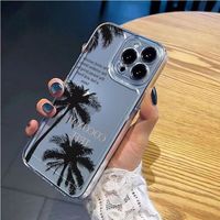 Coques de téléphone antichoc économiques motif cocotiers pour iPhone 17 Air 16 Plus Pro Max 15 14 13 12 11 X – Housse de protection anti-chute