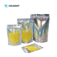 Transparent arc-en-ciel clair avant argent soutenu petit holographique Mylar pochette à fermeture éclair sacs emballage en plastique aluminisé