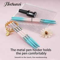 Hechunzi 5 pièces en gros, pinceaux professionnels pour gel UV, manche en métal dégradé bleu-blanc, poils en nylon, pinceaux pour vernis à ongles, fournitures