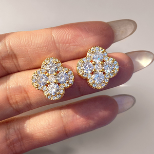 FOXI JEWELRY Gold Plated <b>Crystal</b> <b>Stud</b> <b>Earrings</b> Flower Shape Women's Party Jewelry Romantic Style Fashion <b>Earrings</b> - Product Image 3