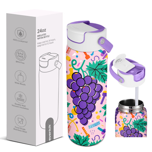 Botella Clásica de Acero Inoxidable con Aislamiento al Vacío y Pajita, Fácil de Transportar y Perfecta para Llevar Contigo. - Product Image 1