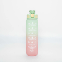 Bouteille d'eau en plastique de 1L à dégradé de couleurs, sans BPA, qualité alimentaire, motifs et couleurs personnalisables, vente en gros