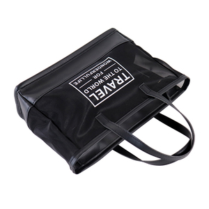 Women's Mesh <b>Beach</b> <b>Bag</b> with Zipper Closure <b>Foldable</b> Waterproof Tote Eco-Friendly Black Handbag for <b>Beach</b> Vacation - Product Image 3