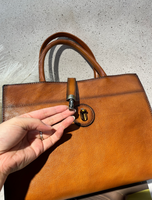 Bolso de Cuero Vintage para Mujer, Bolso de Mano de Cuero Genuino con Correa de Hombro Ajustable, Color Marrón Cognac, Venta al Por Mayor OEM