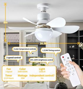 Interruttore della ventola del telecomando presa E27 ventilatore da soffitto <span class=keywords><strong>con</strong></span> <span class=keywords><strong>luce</strong></span> e controllo remoto Mini presa di corrente - Product Image 2