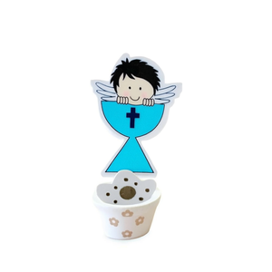Porte-bougie Pinza Communion Blue Angel 11 cm, décoration religieuse pour les événements de première communion - Product Image 2