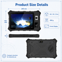 Tablet Kontrol Akses Sidik Jari Biometrik Tangguh 8 Inci Android 13 Pengenal Wajah IP67 USB-A Tipe-C RJ45 WiFi Bluetooth GPS