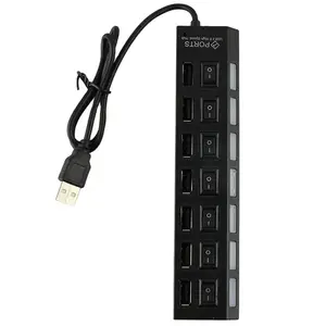 Hub Usb multiporta 2.0 adattatore Hub a 7 porte ad alta velocità Usb On/Off Switch Splitter Usb portatile per Computer portatile