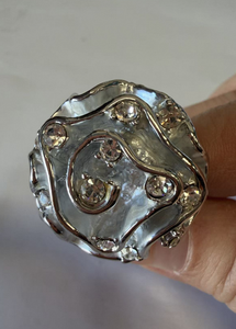 Bague Traditionnelle Ajustable en Cristal de Verre Multicolore Plaqué Or avec Pierre Précieuse Naturelle Arc-en-ciel pour Femme CN - Product Image 3