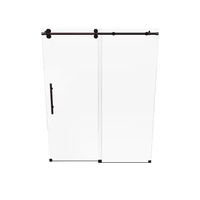 Porte de douche coulissante moderne et élégante pour hôtel, 56x60 pouces (largeur) x 74 pouces (hauteur), en acier inoxydable poli sans cadre, verre trempé de 8 mm d'épaisseur, certifiée CE