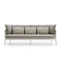 Ensemble de meubles d'extérieur en rotin tressé PE imperméable, canapé 3 places et fauteuil avec structure en aluminium pour hôtel et villa