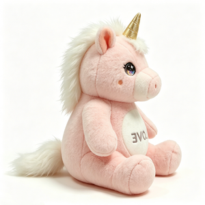 Peluche de unicornio rosa, unicornio de peluche con cuerno dorado, peluche de unicornio amoroso, regalo de San Valentín para niña, decoración pastel para habitación infantil - Product Image 3